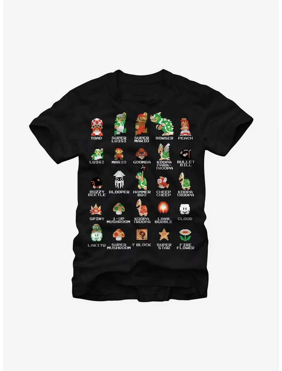 Nintendo Super Mario Bros Character Guide T-Shirt 3 Nintendo Super Mario Bros Character Guide T-Shirt