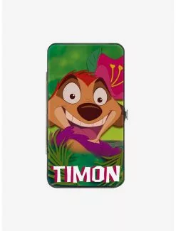 Disney The Lion King Timon Hula Dance Face Green Leaves Hinged Wallet