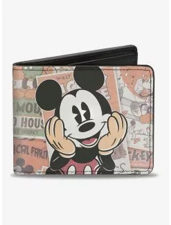 Disney Mickey Mouse Classic Sitting Pose Close Up Comics Bi-Fold Wallet