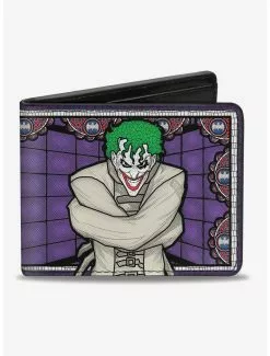DC Comics Joker Stained Glass Straitjacket Bat Logo Bi-Fold Wallet