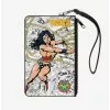 DC Comics Wonder Woman Lasso Action Pose Logo Comic Scenes Wallet Canvas Zip Clutch