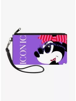 Disney Iconic Hollywood Minnie Mouse Over Shoulder Pose Wallet Canvas Zip Clutch