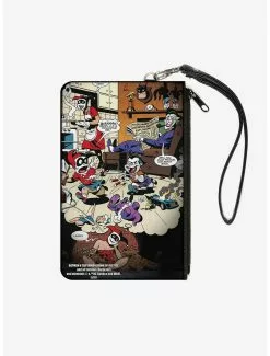 DC Comics Mad Love Harley Quinn Family Life Dreaming Scene Joker Kids Wallet Canvas Zip Clutch