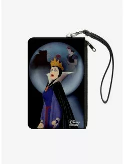 Disney Snow White Evil Queen Old Hag Apple Scene Wallet Canvas Zip Clutch
