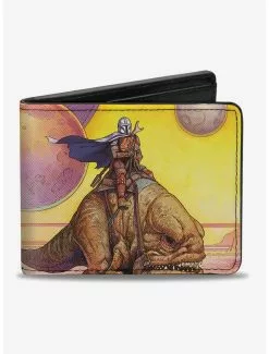 Star Wars The Mandalorian Bounty Hunter Riding Blurrg Bifold Wallet
