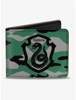 Harry Potter Slytherin Crest Camo Green Bi-fold Wallet