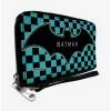 DC Comics Batman Bat Logo Checker Teal Black Zip Around Rectangle Wallet -Studio Ghibli Store 14220629 hi