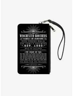 Supernatural Quotes Scroll Black White Zip Clutch Canvas Wallet
