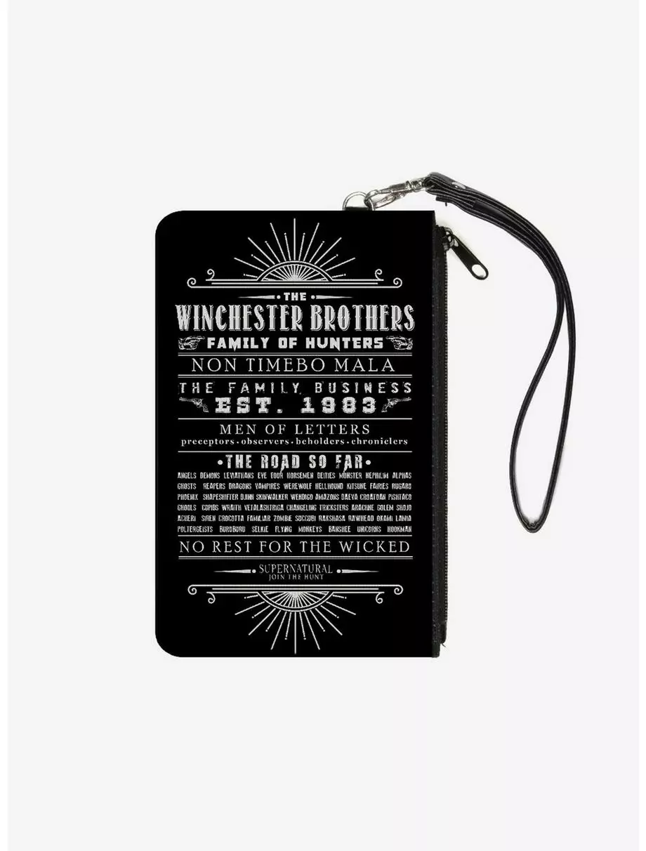 Supernatural Quotes Scroll Black White Zip Clutch Canvas Wallet 3 Supernatural Quotes Scroll Black White Zip Clutch Canvas Wallet