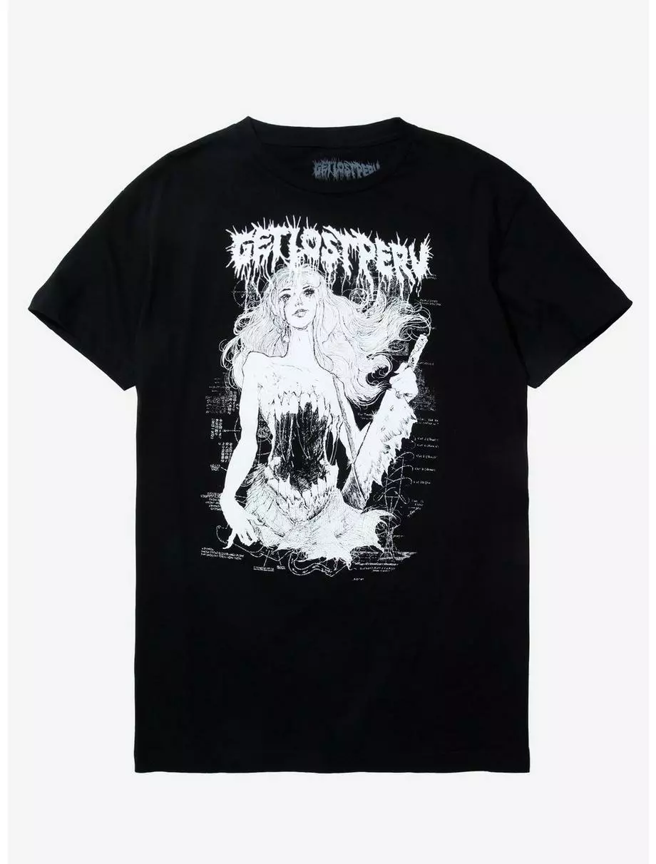 Get Lost Perv Girl Torso Glow-In-The-Dark Text T-Shirt 3 Get Lost Perv Girl Torso Glow-In-The-Dark Text T-Shirt