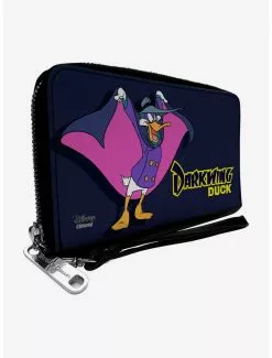 Disney Darkwing Duck Cape Pose Navy Yellow Zip Around Wallet