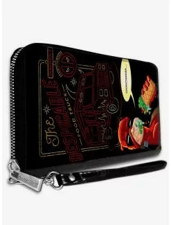 Marvel Deadpool Food Truck Chimichanga Pose Black Red Yellow Zip Around Wallet