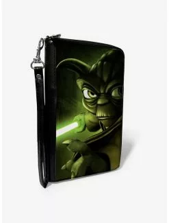 Star Wars The Clone Wars Yoda Lightsaber Pose Greens Zip Around Wallet