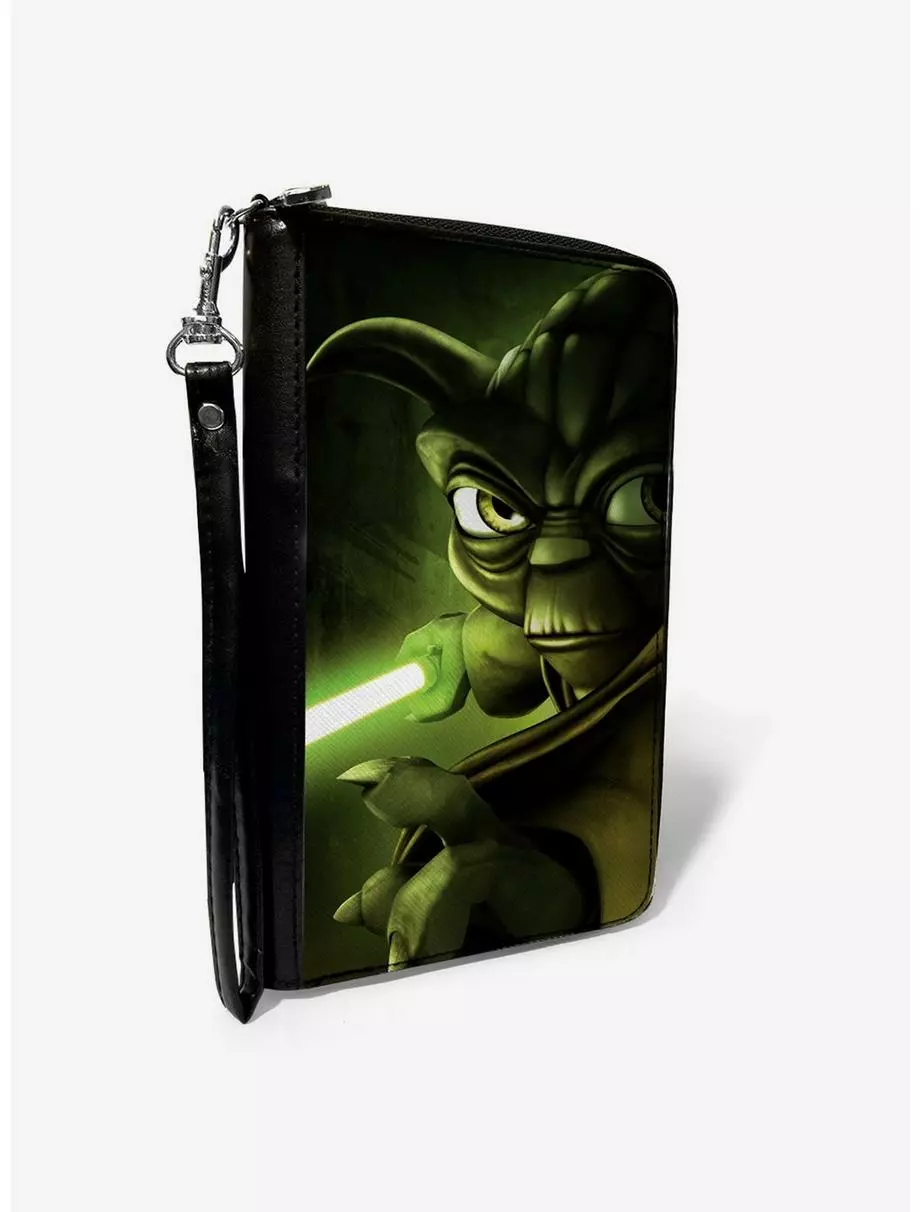 Star Wars The Clone Wars Yoda Lightsaber Pose Greens Zip Around Wallet 3 Star Wars The Clone Wars Yoda Lightsaber Pose Greens Zip Around Wallet