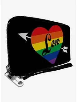 Love Rainbow Stripe Zip Around Wallet