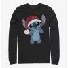Disney Lilo & Stitch Wearing Santa Hat Long-Sleeve T-Shirt