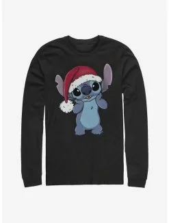Disney Lilo & Stitch Wearing Santa Hat Long-Sleeve T-Shirt