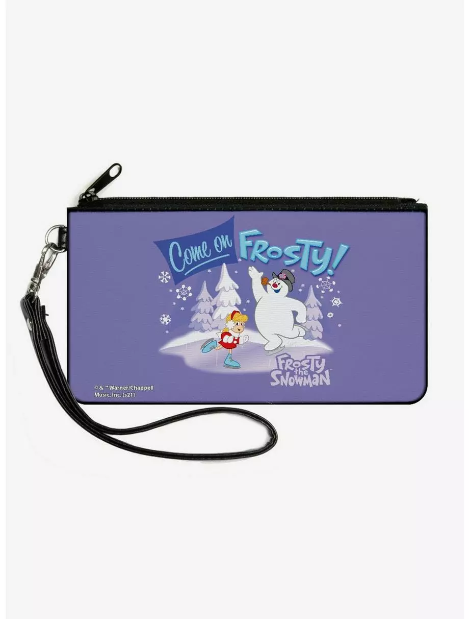 Frosty Snowman Skating Canvas Zip Clutch Wallet 3 Frosty Snowman Skating Canvas Zip Clutch Wallet