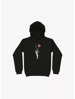 The Dead Rose Skeleton Hand Black Hoodie