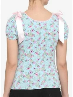 Blue Floral Clocks & Gears Girls Top 7 Blue Floral Clocks & Gears Girls Top -Studio Ghibli Store 17104827 av2