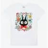Studio Ghibli Kiki's Delivery Service Jiji Floral Girls T-Shirt -Studio Ghibli Store 19643848 hi