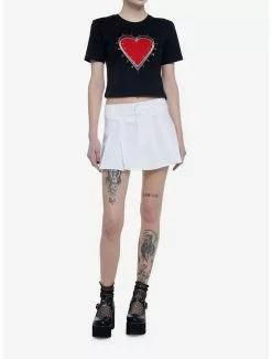 Red Heart & Safety Pins Crop Girls T-Shirt -Studio Ghibli Store 19807828 av1