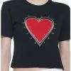 Red Heart & Safety Pins Crop Girls T-Shirt -Studio Ghibli Store 19807828 hi