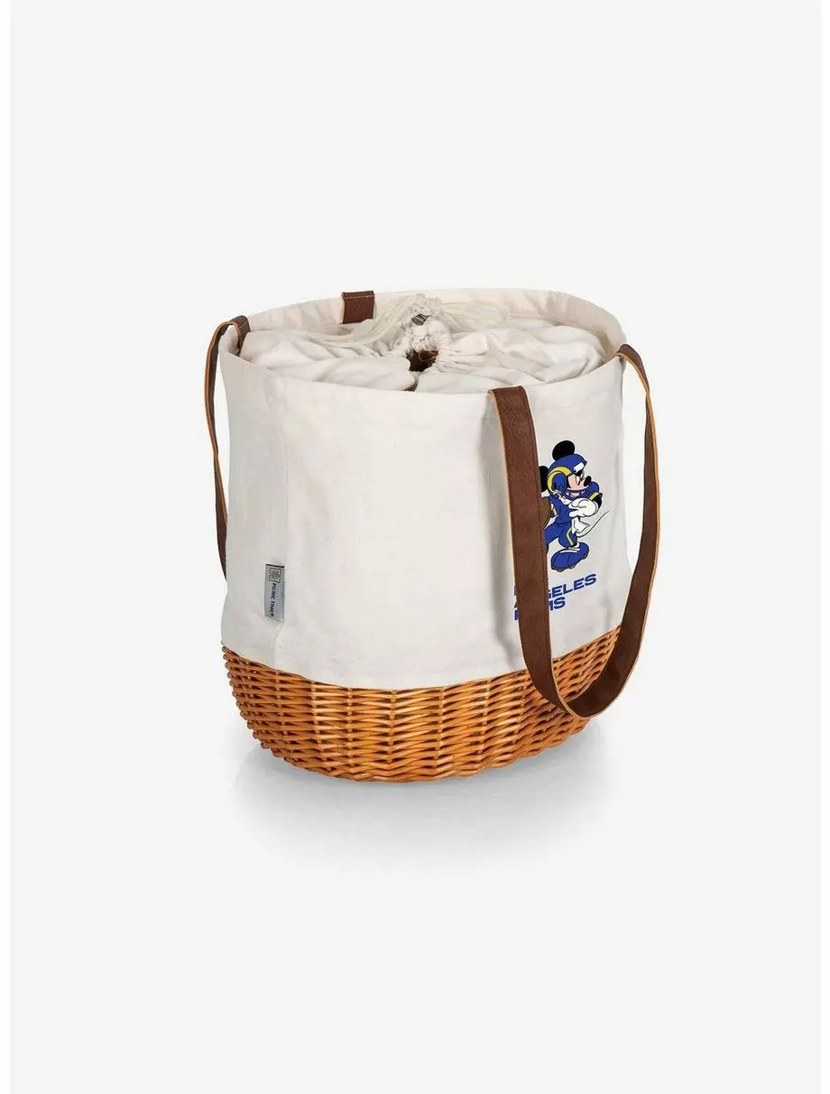 Disney Mickey Mouse NFL Los Angeles Rams Canvas Willow Basket Tote 4 Disney Mickey Mouse NFL Los Angeles Rams Canvas Willow Basket Tote - Image 2