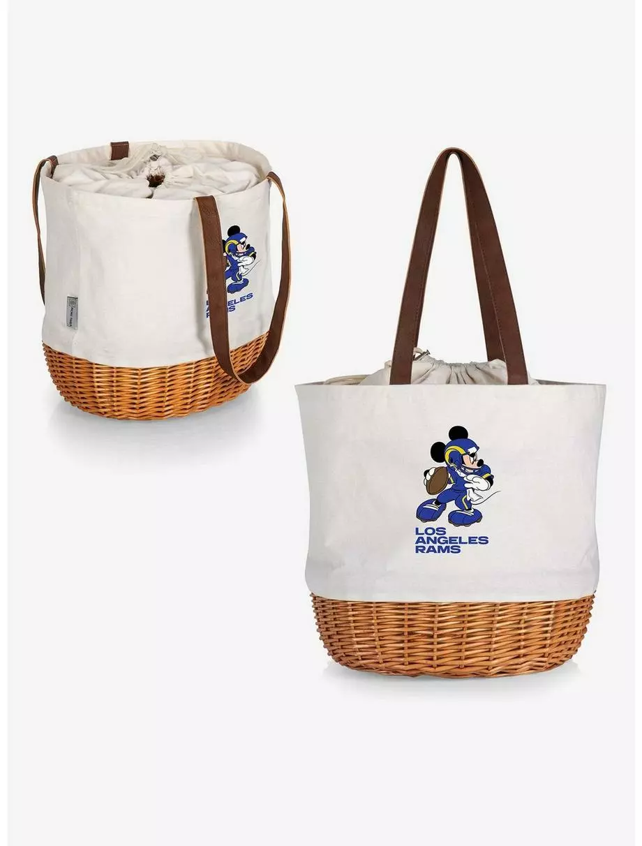 Disney Mickey Mouse NFL Los Angeles Rams Canvas Willow Basket Tote 7 Disney Mickey Mouse NFL Los Angeles Rams Canvas Willow Basket Tote - Image 5