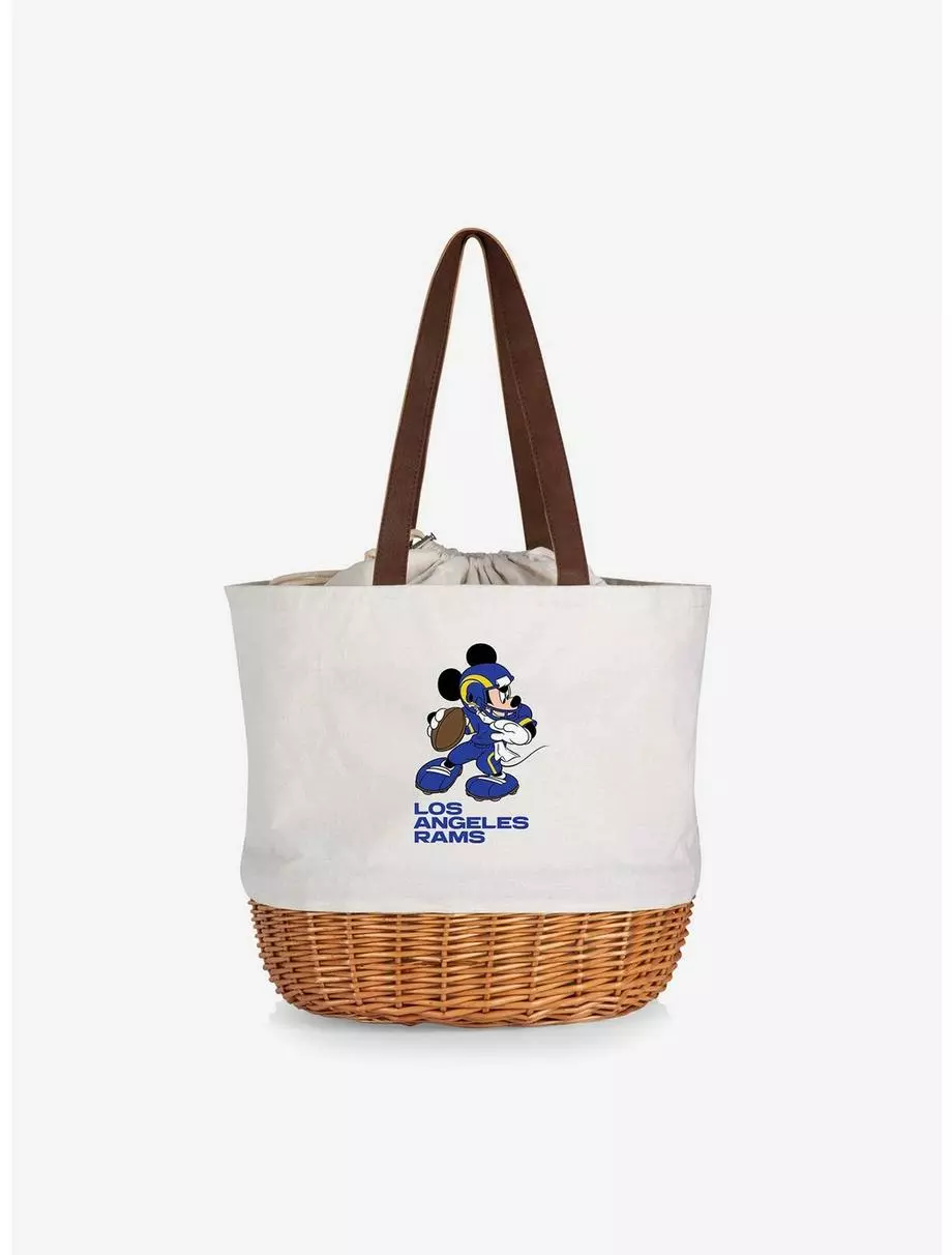 Disney Mickey Mouse NFL Los Angeles Rams Canvas Willow Basket Tote 3 Disney Mickey Mouse NFL Los Angeles Rams Canvas Willow Basket Tote