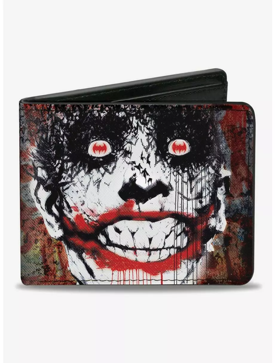 DC Comics Batman Joker Bat Face Bifold Wallet 3 DC Comics Batman Joker Bat Face Bifold Wallet