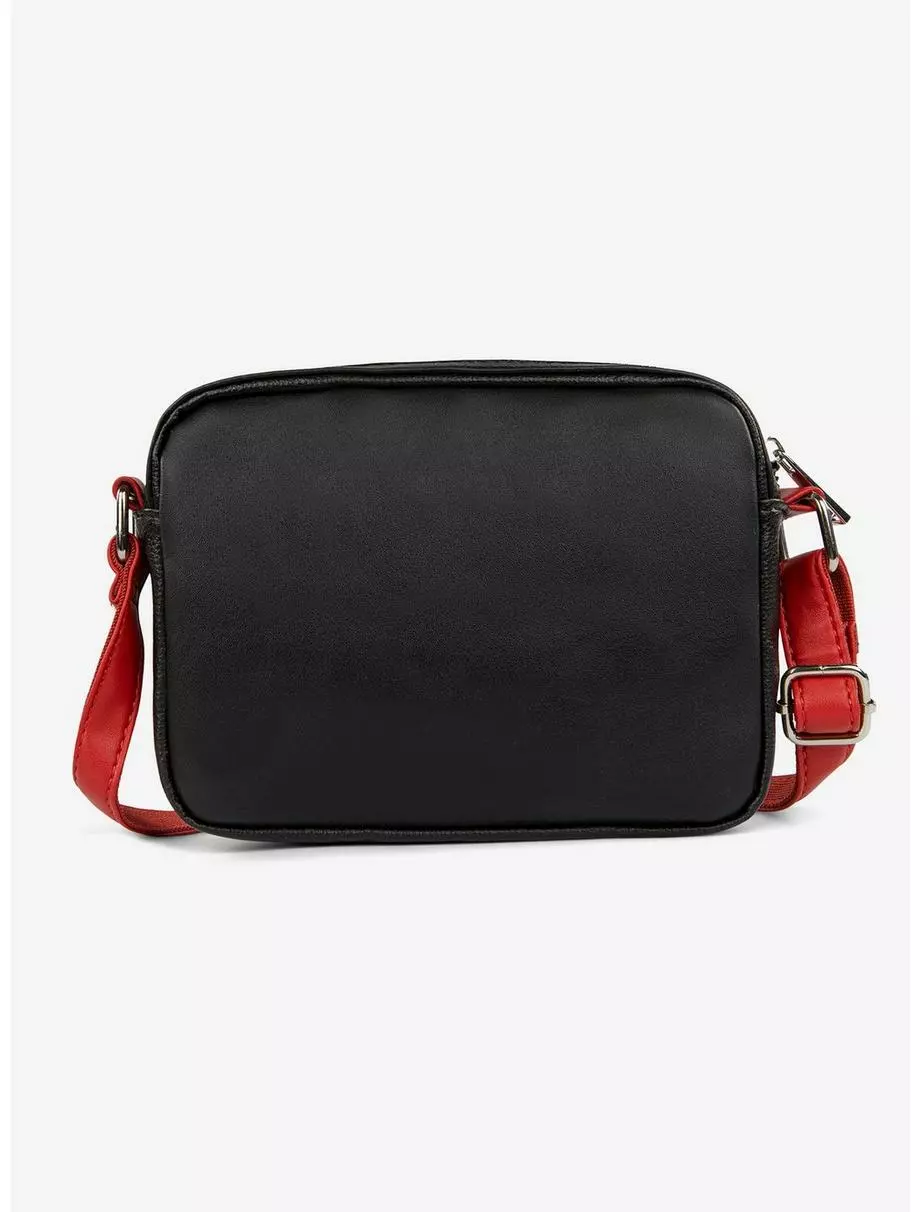 Bugatti Rolling Stones Vegan Leather Crossbody Bag Black With Red Strap 6 Bugatti Rolling Stones Vegan Leather Crossbody Bag Black With Red Strap - Image 4