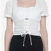 White Floral Lace-Up Girls Crop Top -Studio Ghibli Store 19971629 hi