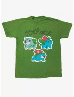 Pokemon Grass Types Pigment Wash Boyfriend Fit Girls T-Shirt
