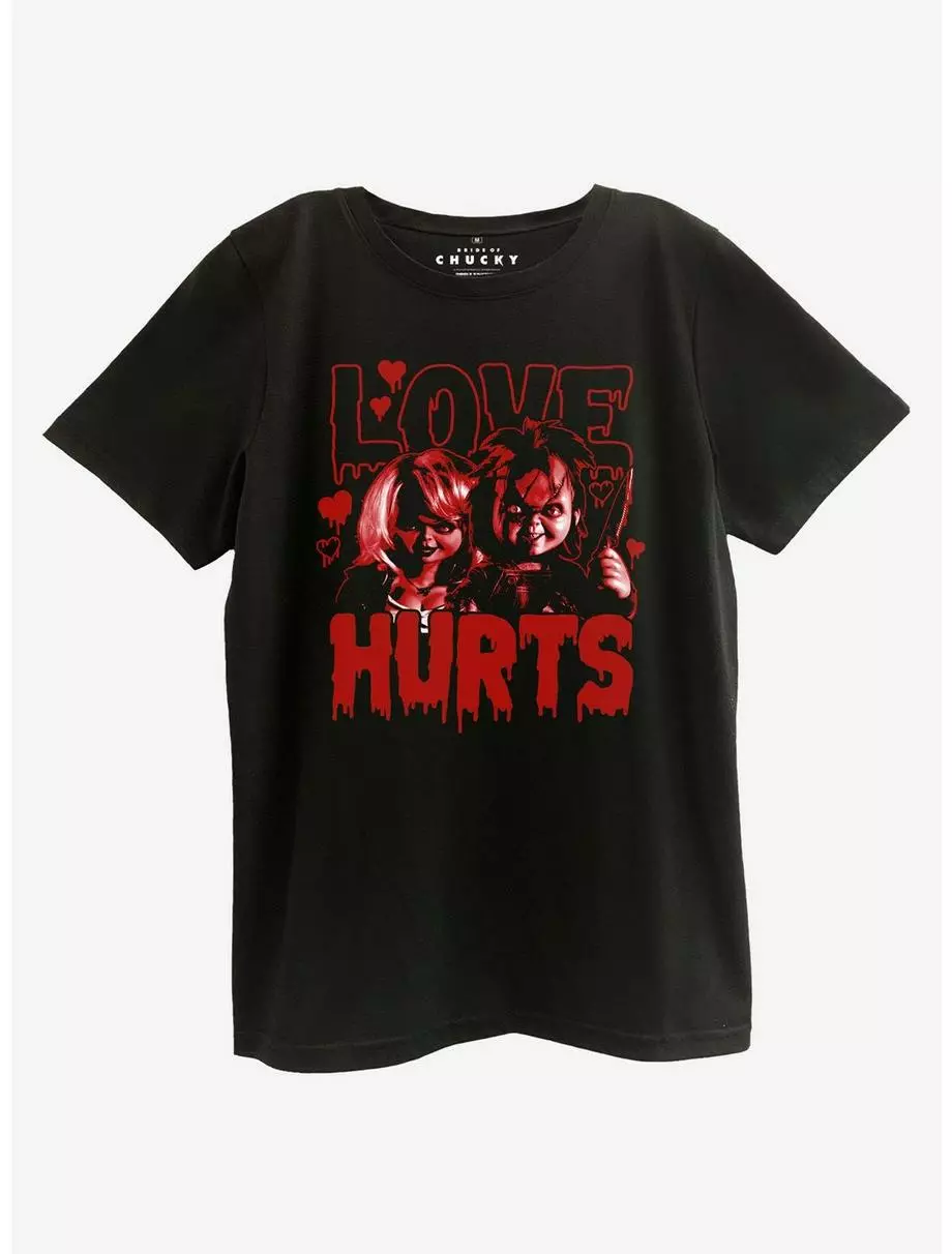 Chucky Love Hurts Duo Boyfriend Fit Girls T-Shirt 3 Chucky Love Hurts Duo Boyfriend Fit Girls T-Shirt