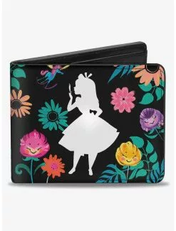 Disney Alice In Wonderland Silhouette Curiouser And Curiouser Floral Collage Bifold Wallet