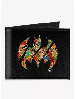 DC Comics Bat Signal Logos Stacked Canvas Bifold Wallet