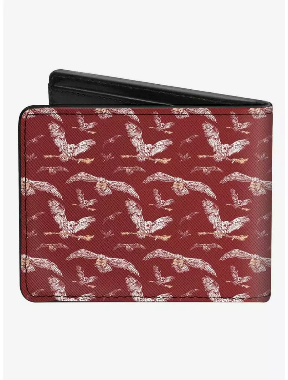 Harry Potter Hedwig Flying Poses Burgundy Bifold Wallet 4 Harry Potter Hedwig Flying Poses Burgundy Bifold Wallet - Image 2