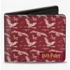 Harry Potter Hedwig Flying Poses Burgundy Bifold Wallet