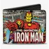 Marvel Invincible Iron Man Standing Pose Stacked Comics Bifold Wallet -Studio Ghibli Store 20214782 hi