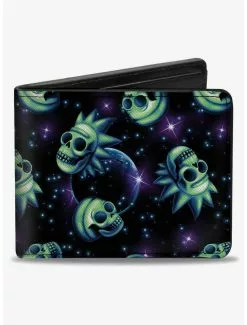 Rick And Morty Glow Skull In Space ScatteBifold Wallet