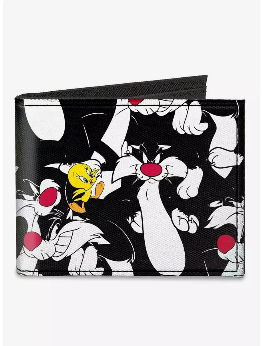 Looney Tunes Sylvester And Tweety Poses Scattered Canvas Bifold Wallet 3 Looney Tunes Sylvester And Tweety Poses Scattered Canvas Bifold Wallet