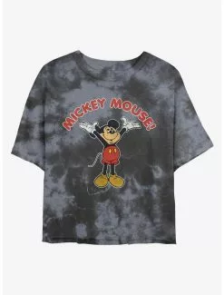 Disney Mickey Mouse Retro Mickey Tie-Dye Girls Crop T-Shirt