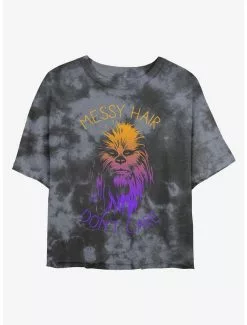 Star Wars Messy Hair Chewie Tie-Dye Girls Crop T-Shirt