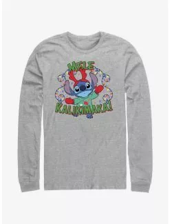 Disney Lilo & Stitch Mele Kalikimaka Merry Christmas In Hawaiian Long-Sleeve T-Shirt