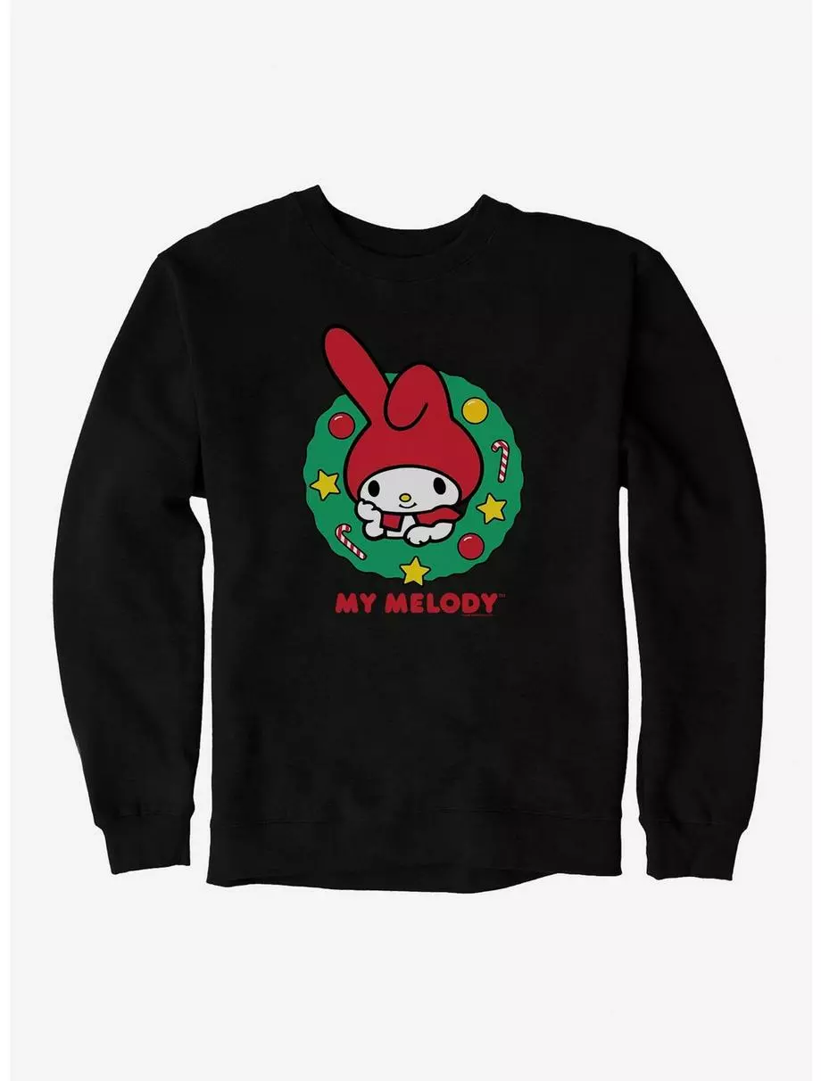 My Melody Happy Holidays Christmas Wreath Sweatshirt 3 My Melody Happy Holidays Christmas Wreath Sweatshirt