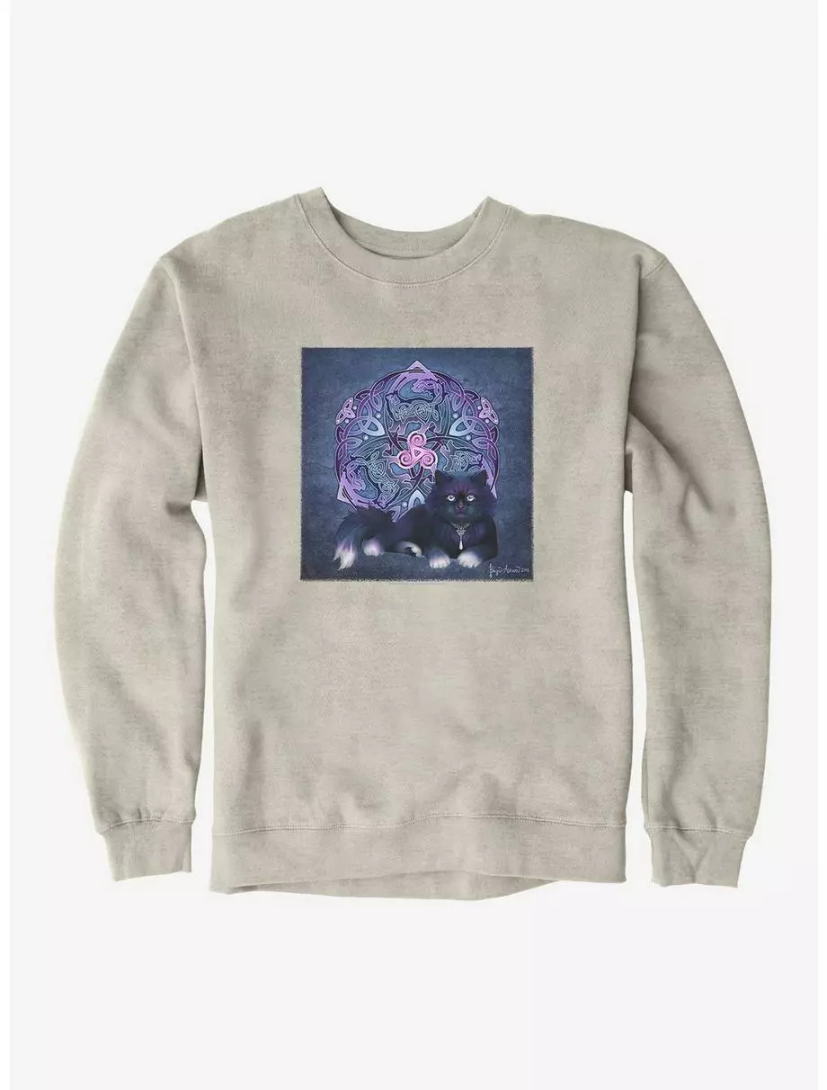 Celtic Black Fluffy Cat Sweatshirt By Brigid Ashwood 3 Celtic Black Fluffy Cat Sweatshirt By Brigid Ashwood