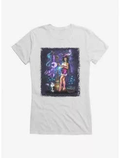 Witch Purrfect Spell Girls T-Shirt By Brigid Ashwood