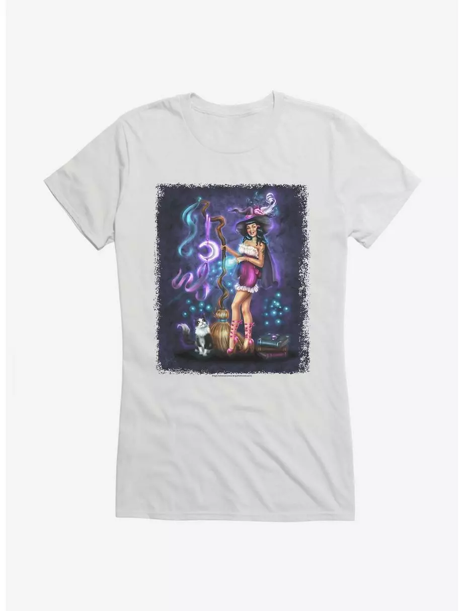 Witch Purrfect Spell Girls T-Shirt By Brigid Ashwood 3 Witch Purrfect Spell Girls T-Shirt By Brigid Ashwood