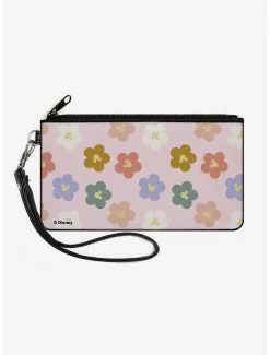 Disney Mickey Mouse Ears Icon Flowers Pastel Canvas Zip Clutch Wallet